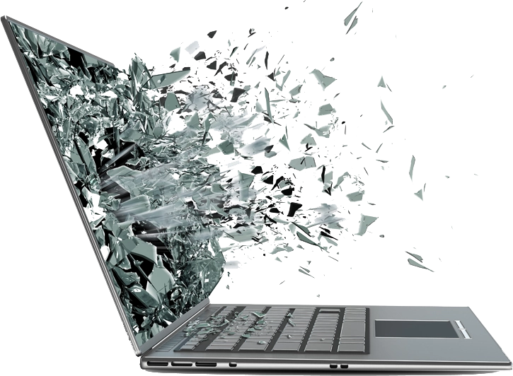 Notebook com tela despedaçando